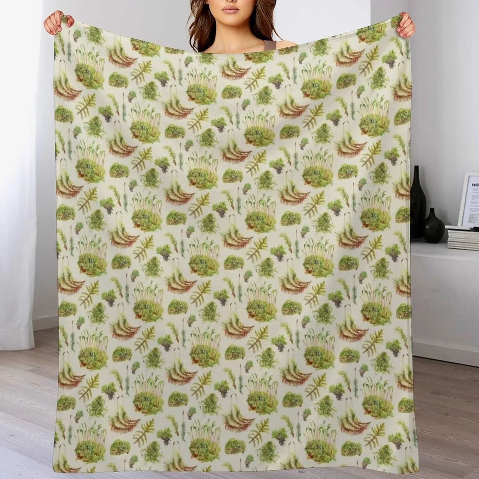 

Mosses - Neutral Throw Blanket Custom Sofa Quilt blankets ands Blankets