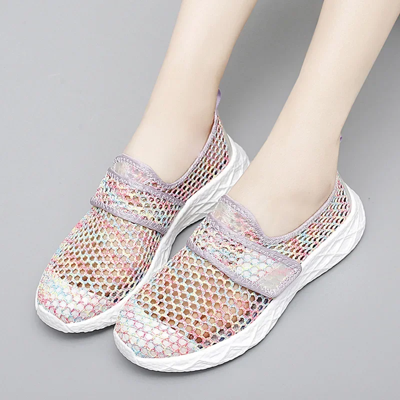 2023 Lightweight Casual Shoes Soft Sole Women Shoes Sneakers Mesh Breathable Slip-On Loafers Big Size 35-42