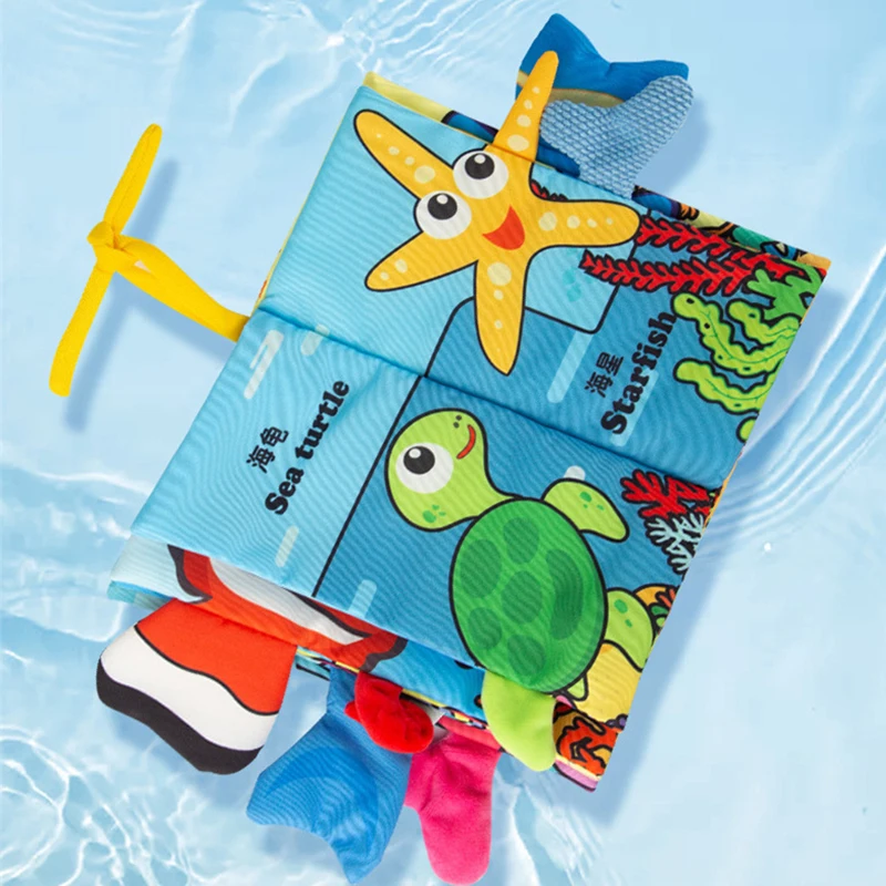 Jouets de nettoyage lavables non froissés pour bébé, livre de gril de queue pour bébé, thème de la ferme d'animaux, jouets d'éducation précoce pour enfants