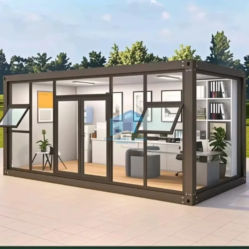 وحدات حديثة 20ft زجاج مصغر جاهز للمكتب المحمول طقم جاهز للمقصورة حاوية منزلية لاستخدام غرفة النوم