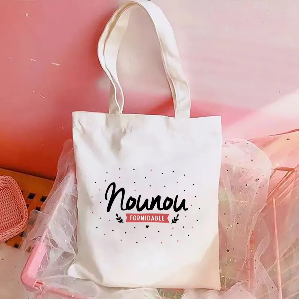 Bolso de mano con estampado de letras de niñera, bolso informal y bolso de compras para mujer, bolso de hombro de gran capacidad, la mejor