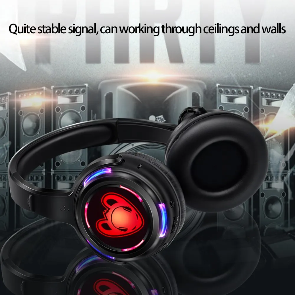 سماعات رأس لاسلكية صامتة للديسكو وشعار RF LED لسماعات DJ Music Pary Club فقط