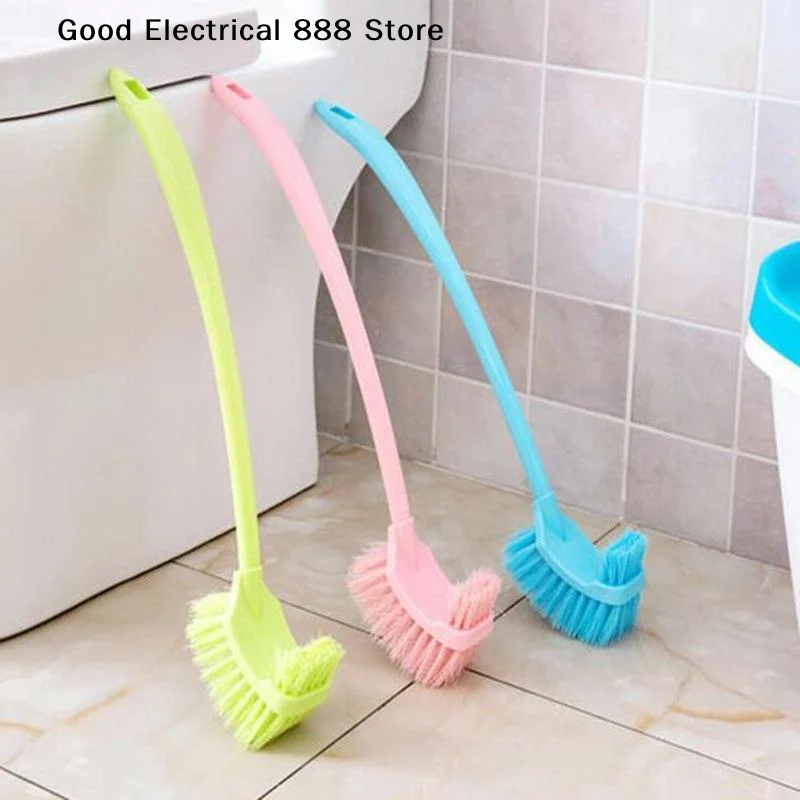 【G】Curved Toilet Brush With Stiff Dense Bristles Nonslip Long Handle Perfect For Household Bathroom Deep Cleaning
