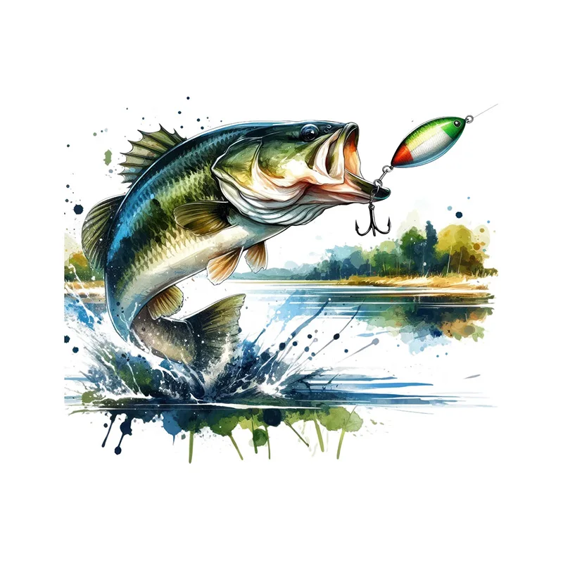 

1pc Fishing Sticker, Largemouth Bass Water-proof Home Wall Decal, Used for Wall, Bathroom, Cabinet, Door,Toilet, Car, Laptop