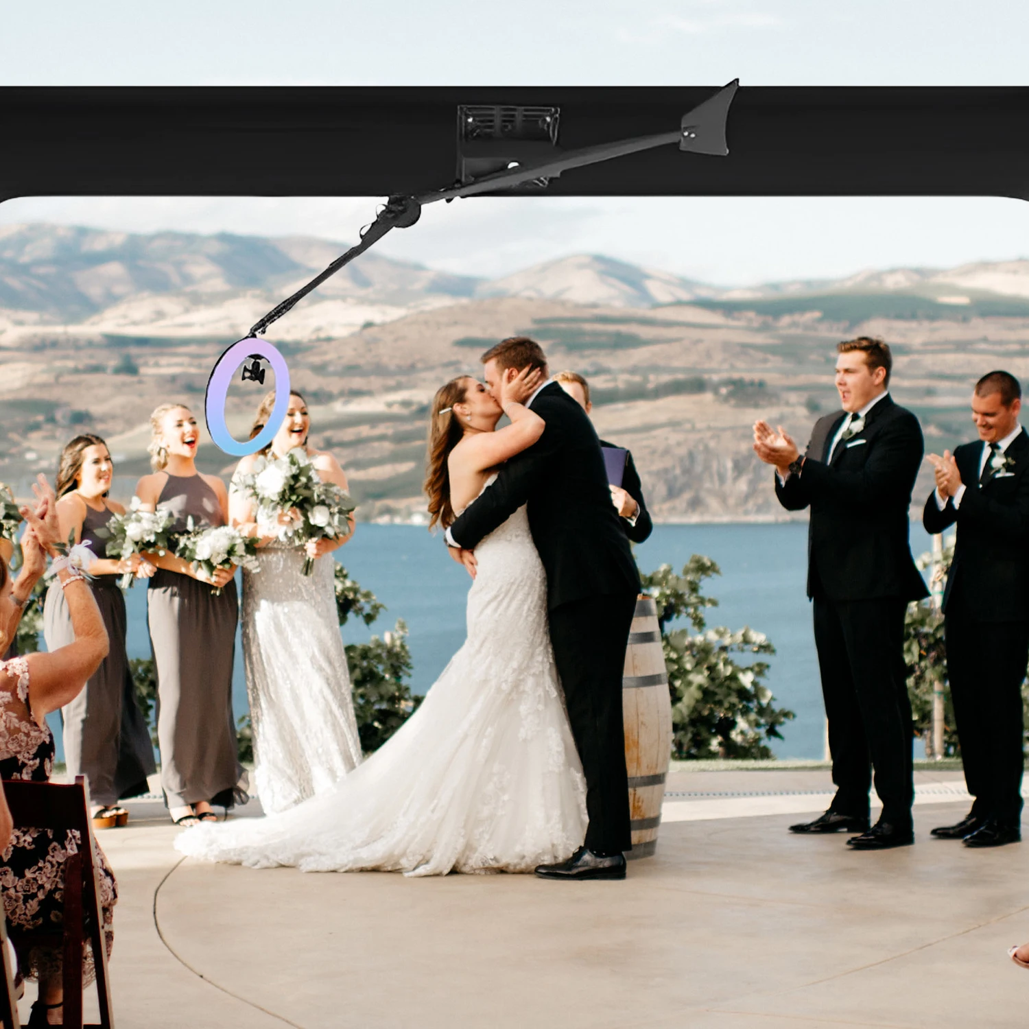 New Portable Wedding Selfie Arm Machine Hanging Arch Backdrop Overhead Spinner 360 Photo Booth