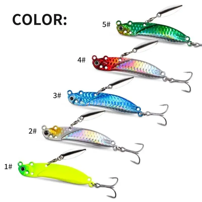 

G6DE 5Pcs Fishing Lures with Hook Sequins Artificial Baits Hard Metal Spinner Baits