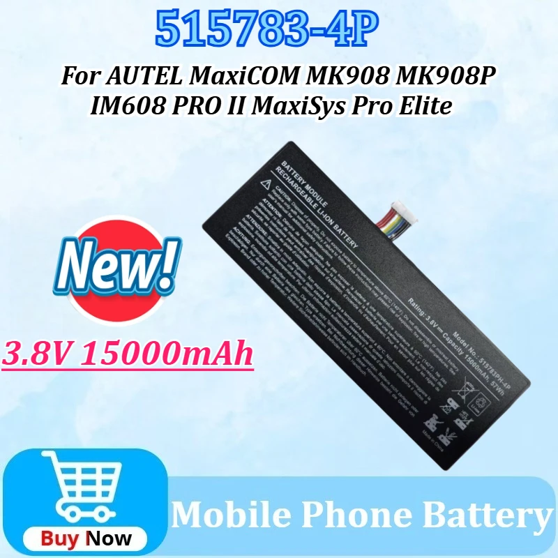 

New 515783-4P 3.8V 15000mAh Battery for AUTEL MaxiCOM MK908 MK908P IM608 PRO II MaxiSys Pro Elite