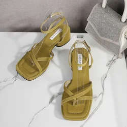 2024 Sandals Flip Flops Platform Large Size Suit Female Beige Low-Heeled Shoes With Strap All-Match New Corrective Big Black Low