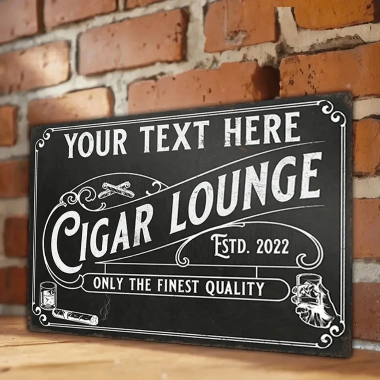 CIFbuy Customizable Cigar Aluminum Sign Vintage Wall Decor Personalized Decorative Plaque for Man Cave Lounge Shop Home Bar