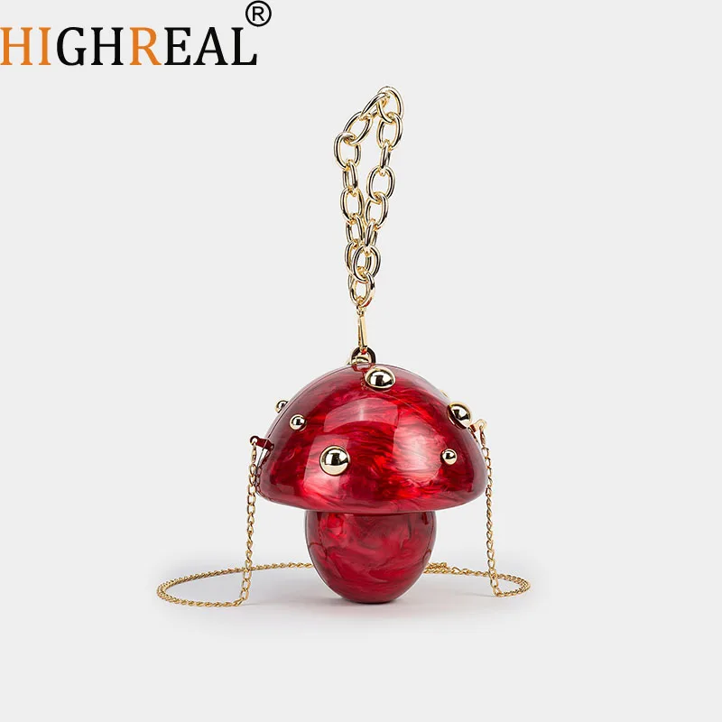 

Женская акриловая сумка с грибами, милый вечерний клатч для свадебной вечеринки, маленькие золотые кошельки, дизайнерские летние пляжные сумки