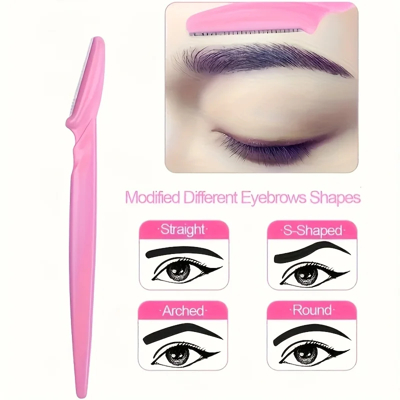 Straight Handle Eyebrow Razor, Sharp Safe Durable Eyebrow Trimmer, Portable Beauty Shaver for Eyebrow Shaping Facial Hair