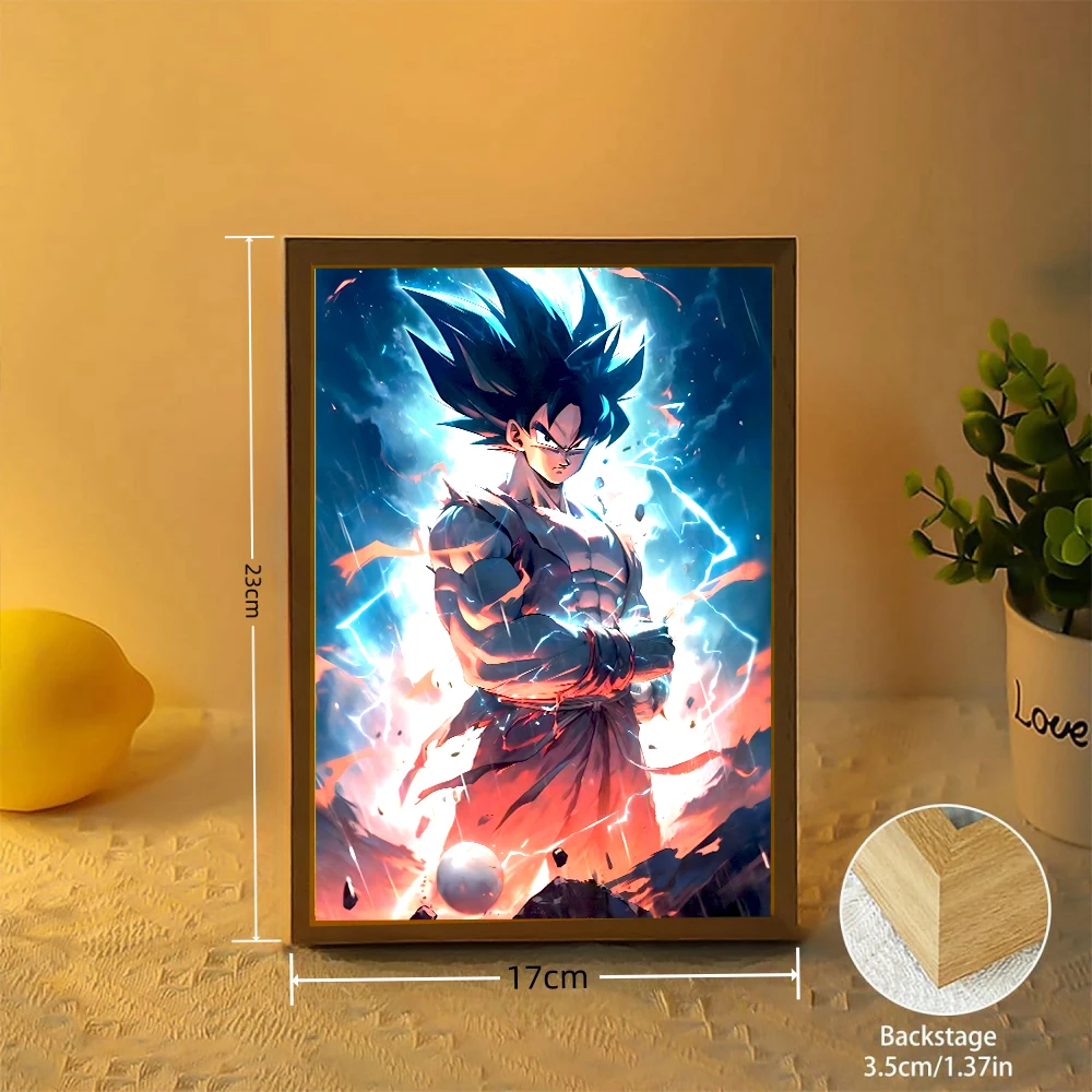 Anime Figure Dragon Ball  Light Painting Photo Frame Goku Vegeta Led Night Light Birthday Bedroom Decor Original Gifts Moon Lamp