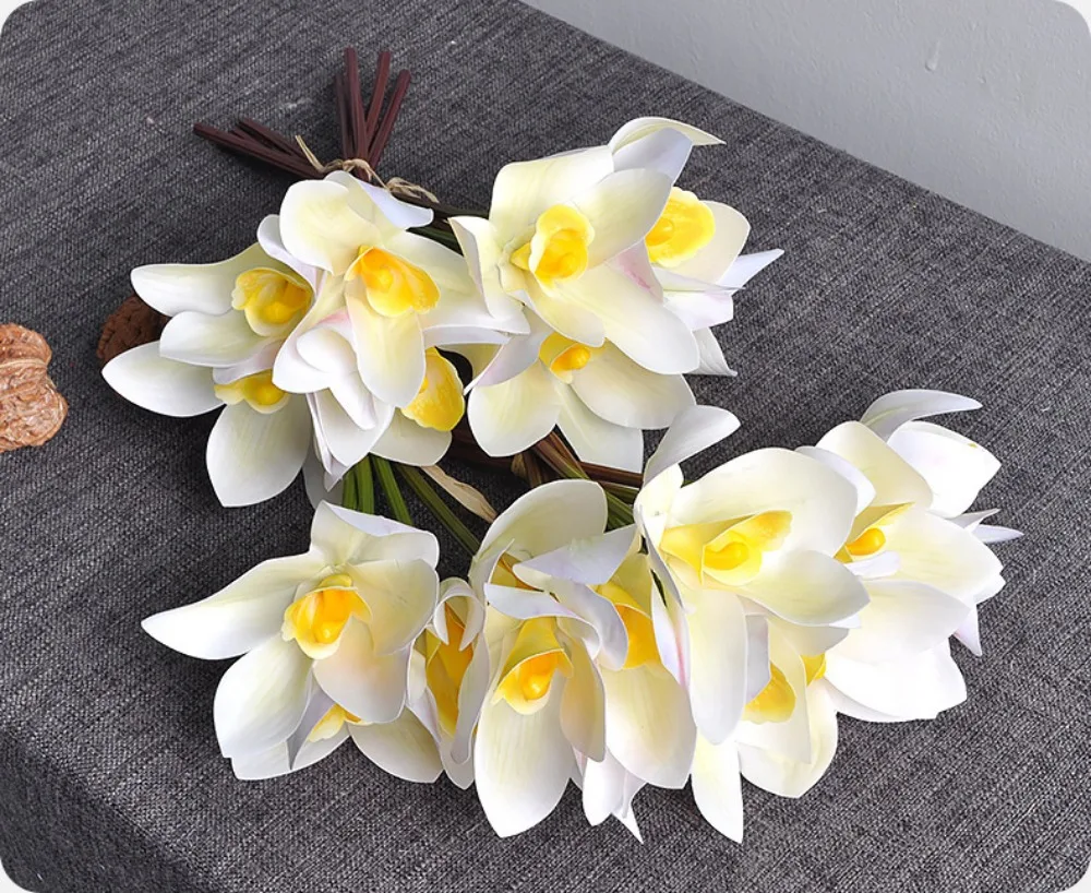 Künstliche Cymbidium-Blumen mit Echtem Touch, Magnolien, Dekorative Kunstpflanzen, Lange Zweige, Seiden-Kunstblumen – Detail 9