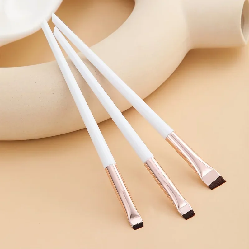 3-Piece Precision Eyeliner Brush Set - Winged Liner, Under Eye Detailing Brushes with Short Bristles Back to School