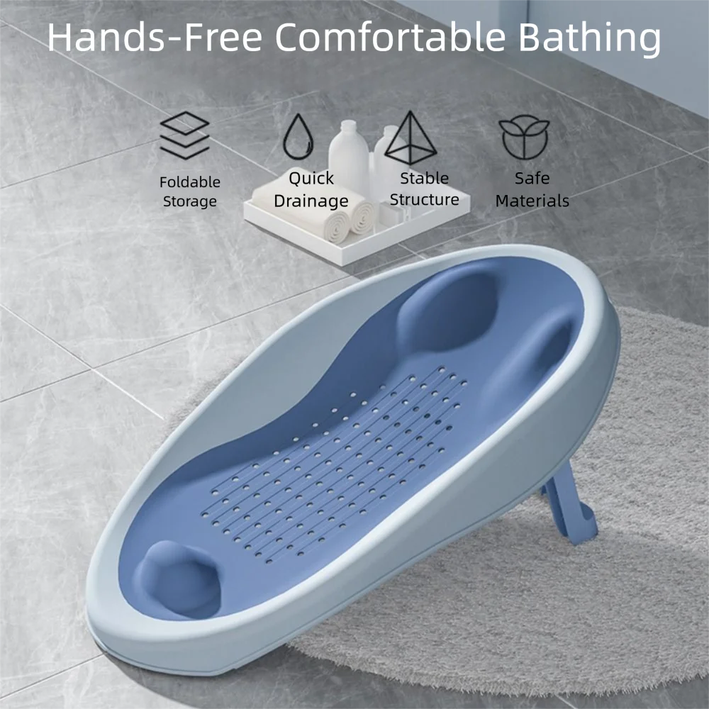 

New Foldable Baby Bath Seat Ergonomic Backrest Non-Slip Baby Bath Support Draining Net Infant Shower Bed Newborn