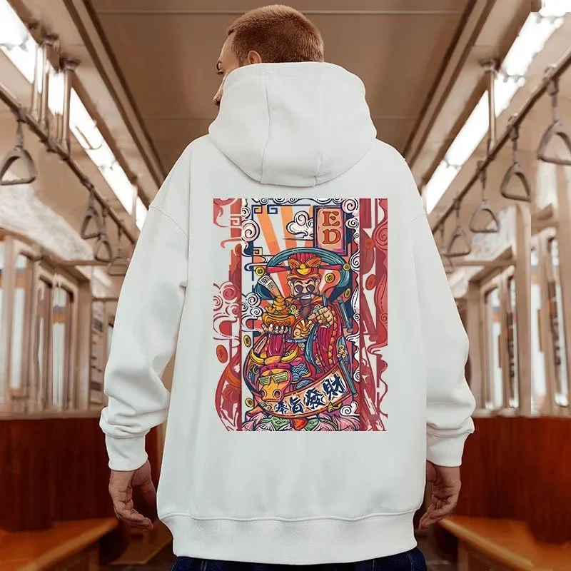

Men's Funny The God Of Wealth Graphic Hoodies 2023 Autumn Hip Hop Print Sweatshirts Hombre Y2K Streetwear Pullovers Hoodie