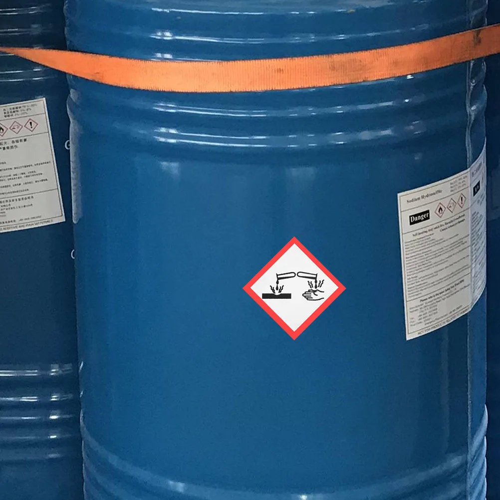 6 قطعة تسميات المواد المسببة للتآكل الشارات ملصق أمان ذاتي اللصق لعلامات تحذير Hazmat التصوير التسمية علامة السلامة المسبقة للتآكل #3