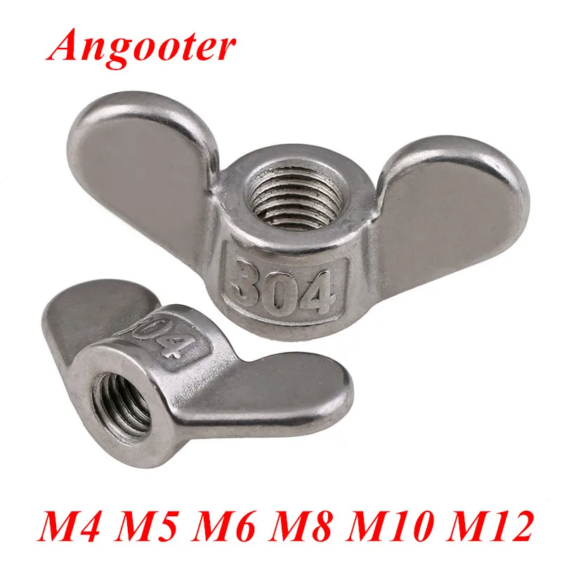 M4 M5 M6 M8 M10 M12 Wing Nut 304 Stainless Steel Large Ears Hand Tighten Nut Wingnut Butterfly Nut Ingot Two Claw Nuts