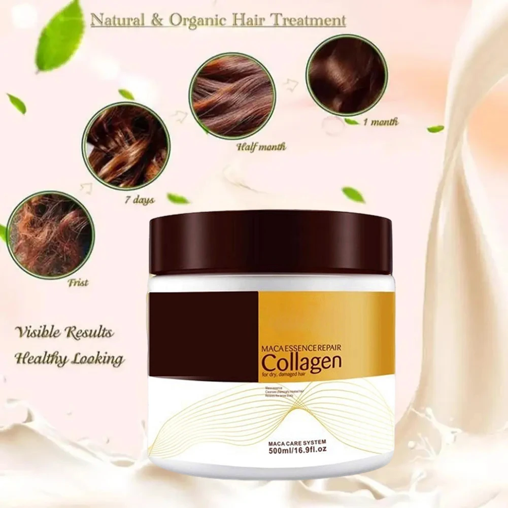 500ML Collagen Hair Treatment Deep Repair Conditioning Argan Oil Collagen Hair Mask Essence For Dry Damaged Hair All Hair Types