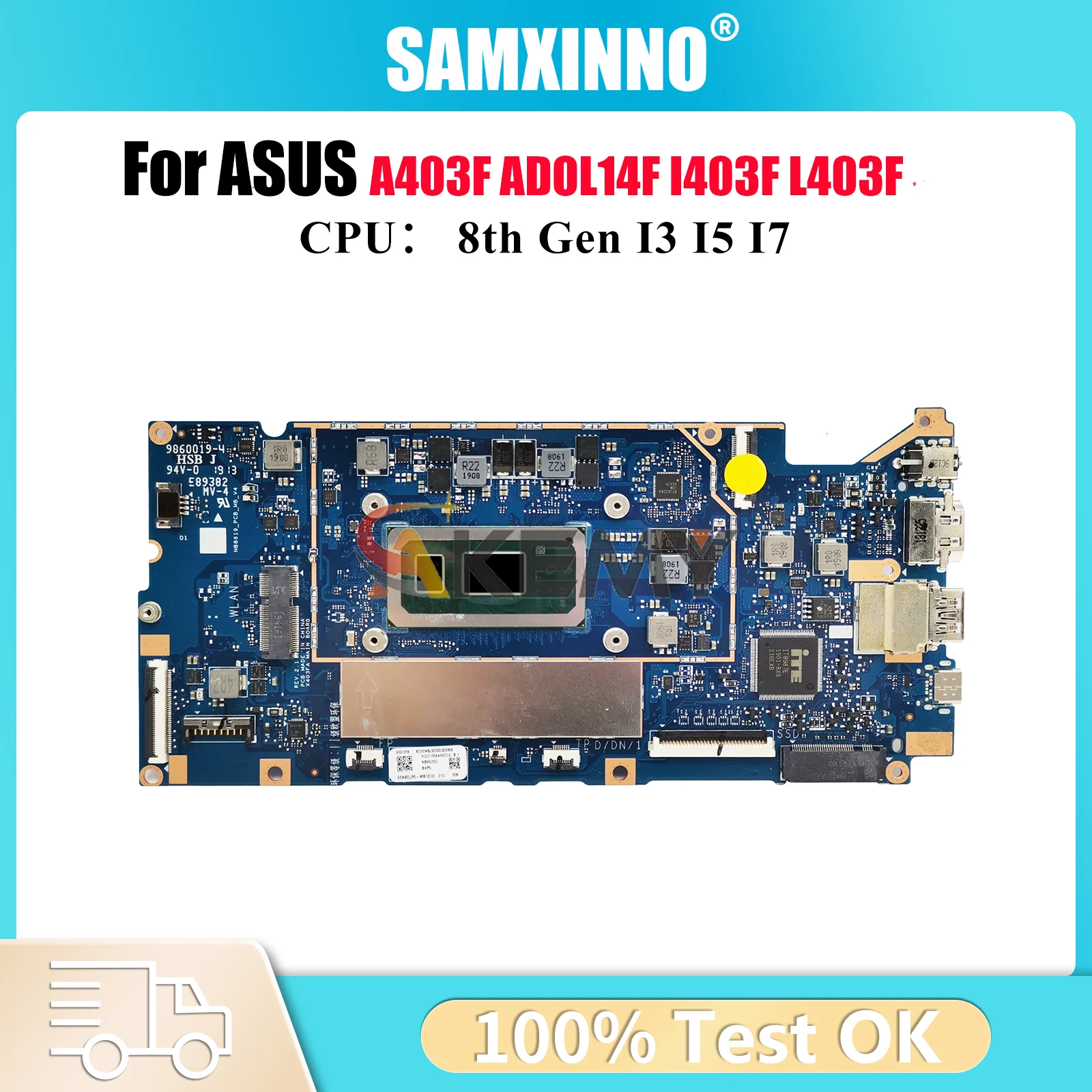 

X403FA Материнская плата для ноутбука ASUS VivoBook ADOL14F I403F A403F X403FAC X403FA F403F L403F X403F Материнская плата с процессором I3 I5 I7 stk