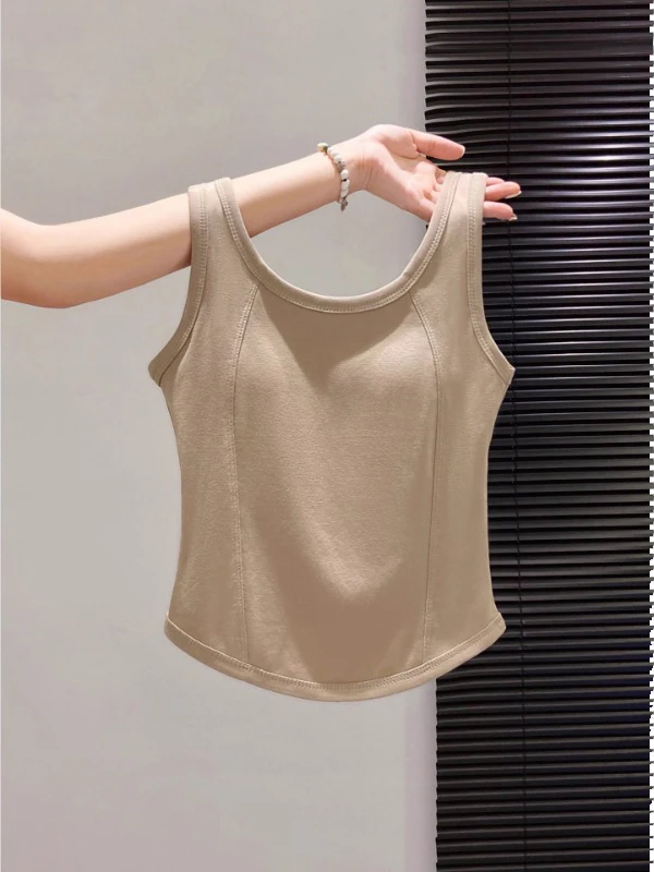 White Strapl ort Sve Women's Vest 2025 New Summer Outerwear with Chest Pad Inner Matchings No Sve Top