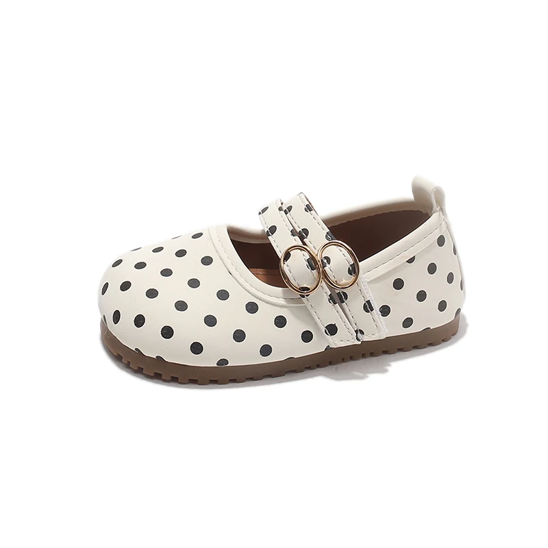 

Girls Polka Dot Mary Janes 2026 Spring Autumn Soft Sole Princess Flats Non-Slip Dress Shoes For Toddler Girls Breathable Leather