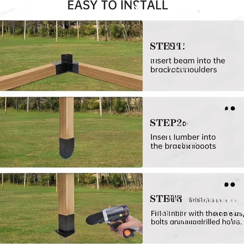 Set Three-Way Right-Angle Bracket Rear Seat Kit Beam Gazebo Patio Wooden House