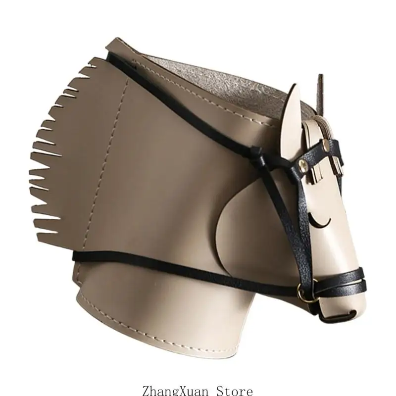 Horse Head Desk Catchall Aufbewahrungsbehälter in Lederoptik mit genähter Verzierung für Büroschreibtisch, Eingangstisch oder – Detail 10