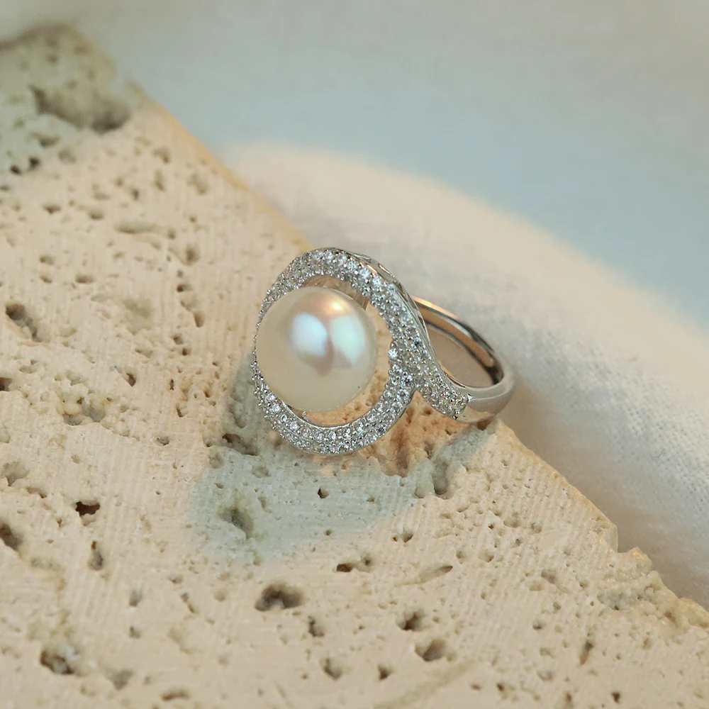 Eternal Love Ring Open Heart Pearl Jewelry 925 Silver Plated Promise Ring Minimalist Bridal Gift for Her 1PC