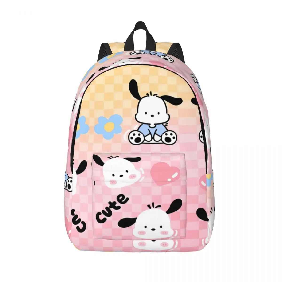 Kawaii Pochacco Cartoon Backpack Dog Animal Print Sport Backpacks Boy Novelty School Bags Colorful Pattern Rucksack