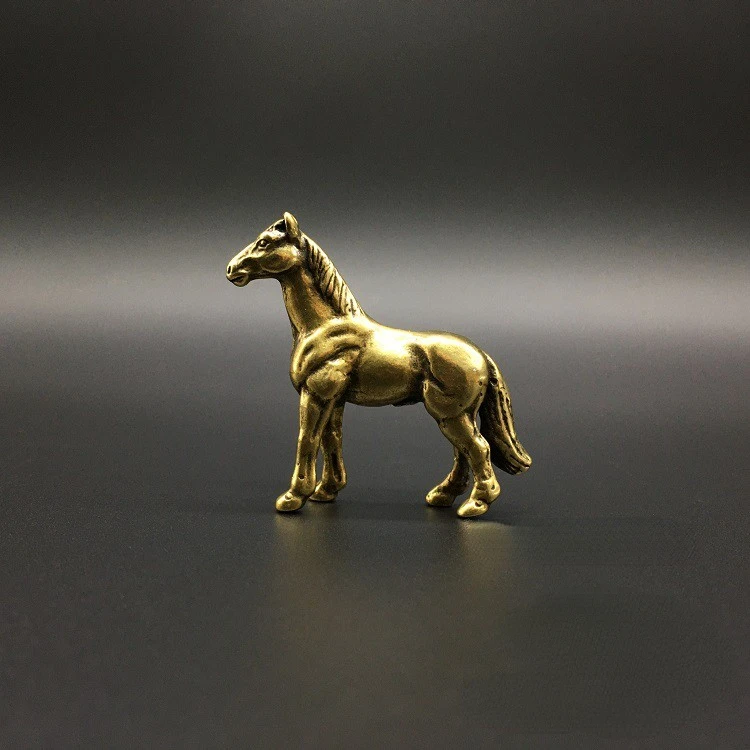 

Copper Horse Small Ornament Solid Brass Micro Carving Zodiac Horse Pony Steed Bronze Art Copper Handle Antique