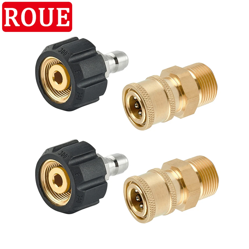 Pressure Washer Couplers M22-14mm Adapter 3/8 1/4 Accessories Quick Connect Set Water Gun Male Sprayer Accessory Hose Connector