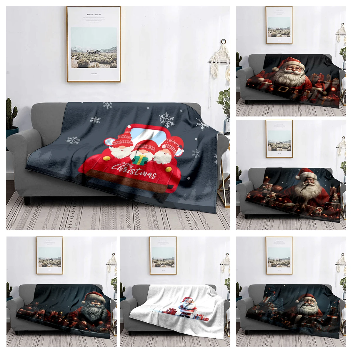 

Home decoration plush Throw Sofa blanket Bedspread bed fluffy soft blankets decor Plaid Modern morandi winter Merry Christmas