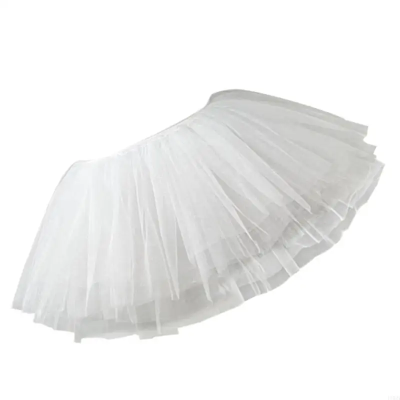 P88B สตรีกระโปรงสั้น Tulle 1950s 6 ชั้น 28 ซม.Tutus จีบกระโปรง Petticoat Crinoline Hoopless ความยาวสั้นกระโปรง