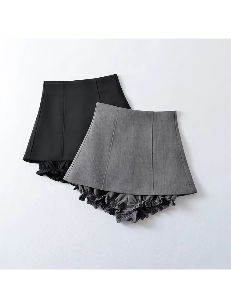 Women Grey Skirt Shorts Harajuku Korean 90s Casual Y2k Mini Skirt Fashion Vintage Black Goth A-line Skirt 2023 Emo 2000s Clothes