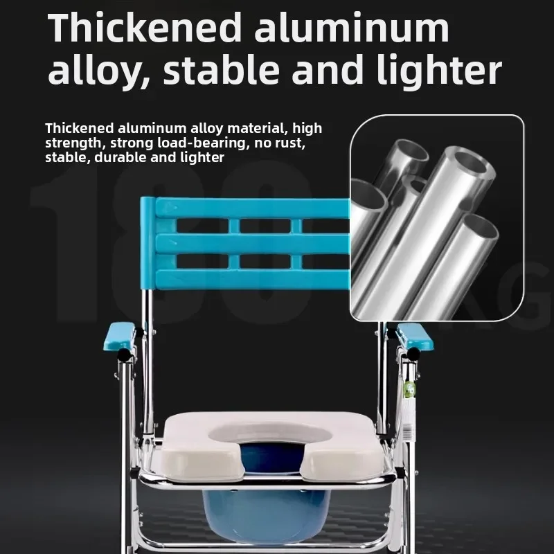 Load Capacity 550lbs Bedside Commode Chair with Padded Seat Adjustable Removable Bucket Portable Toilet Bath Chair with Backrest