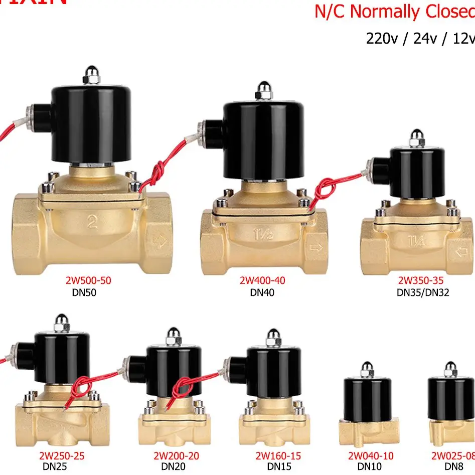 

Electric Solenoid Valve 1/4" 3/8" 1/2" 3/4" 1" DN8/10/15/20/25/50 Normally Closed Pneumatic for Water Oil Air 12V 24V 220V 110V