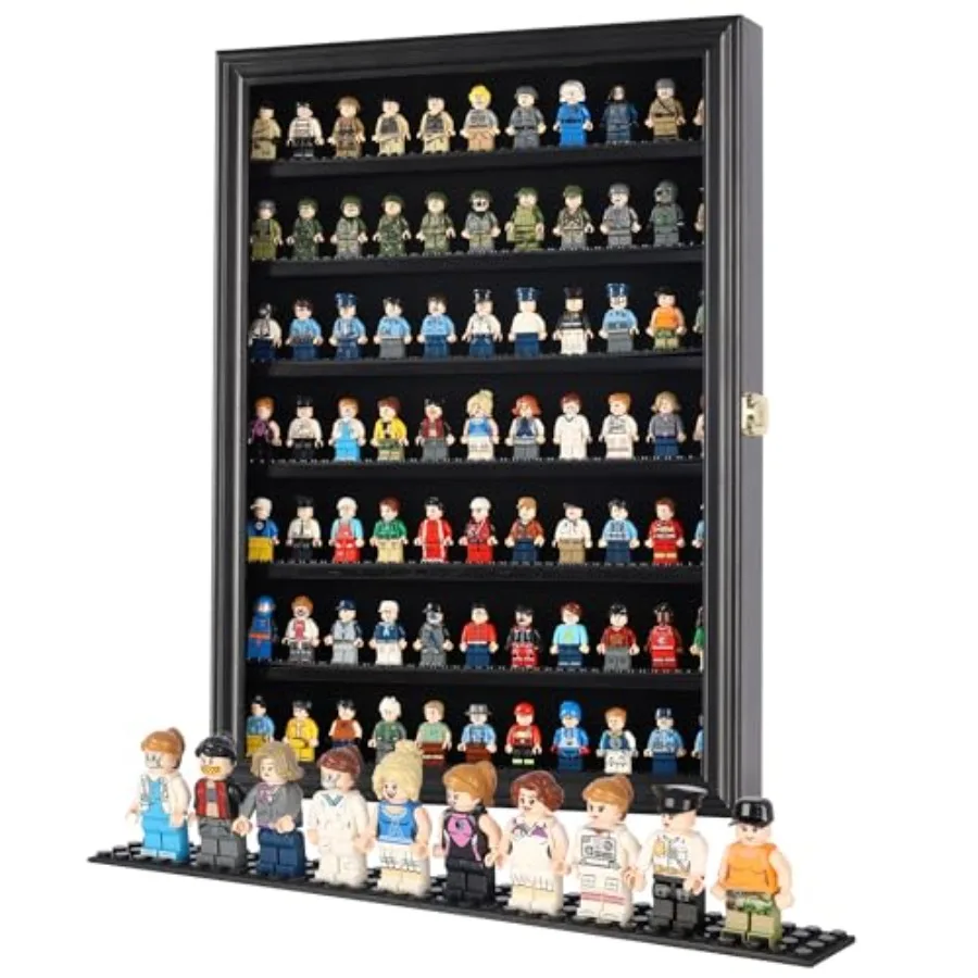 

Minifigure Display Case - Building Block Toy Wall Cabinet Showcase for Small Miniature Collectibles Mini Brands Thimbles Lockab