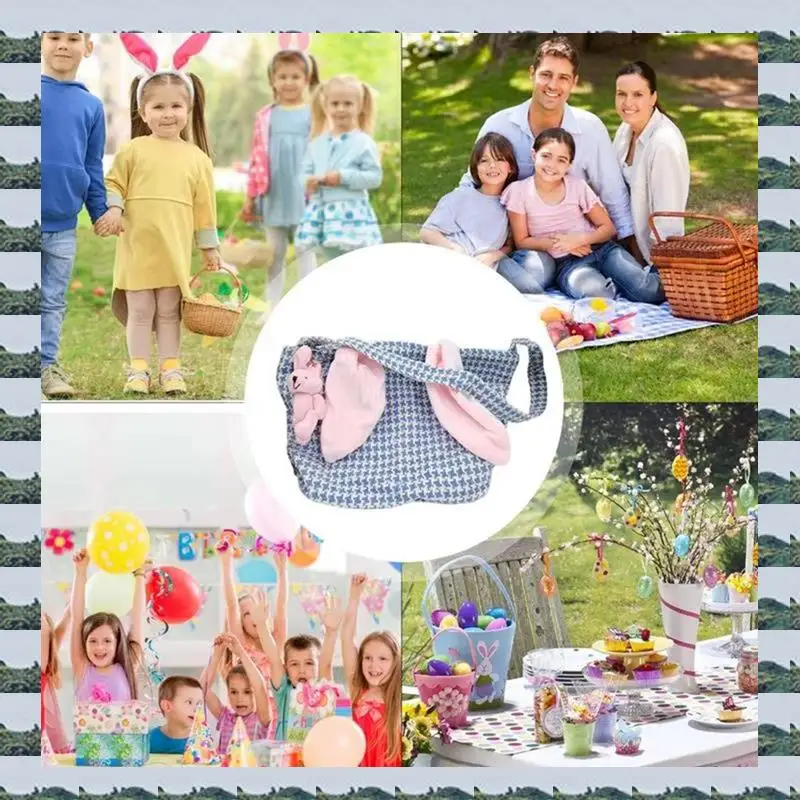 ABQR Easter Bunny Shoulder Bag Reusable Tote Bag With Zipper Fashionable Beach Bag Portable Casual Tote Bag For Women Girl