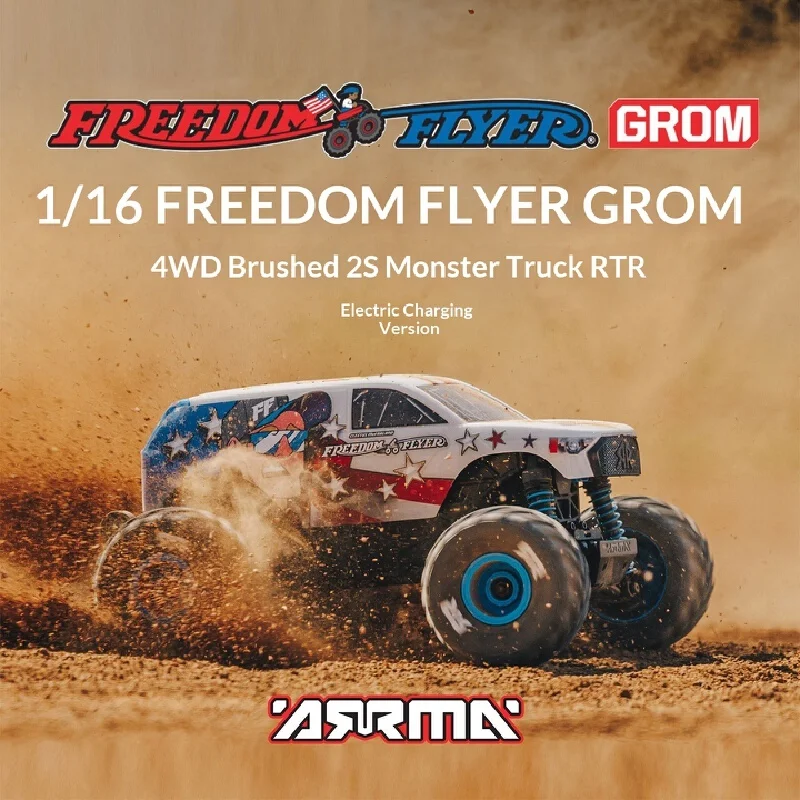 ARRMA 1/16 Freedom Flyer GROM Brushed 4WD RC Monster Truck Electric All Terrain Off Road Buggy Hobby Racing Scale Model Car