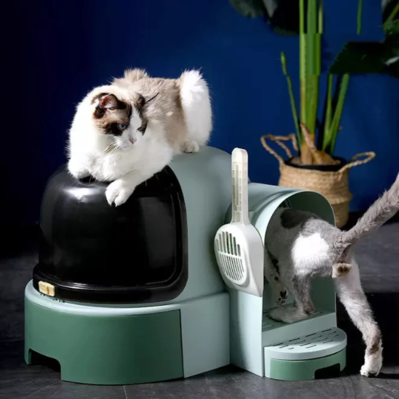 Enclosed Cat Litter Box Accessories Large Space Toilet Corner Tunnel Pet Cat Litter Box with Tray Drawer cat supplies