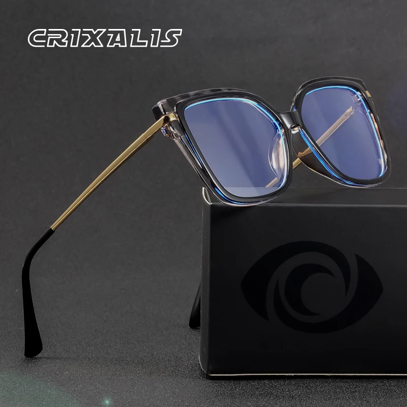CRIXALIS Anti Blau Licht Blockieren Gläser Für Frauen Und Männer Platz Marke Designer Damen Mode Brillen Computer Schwarz Rahmen