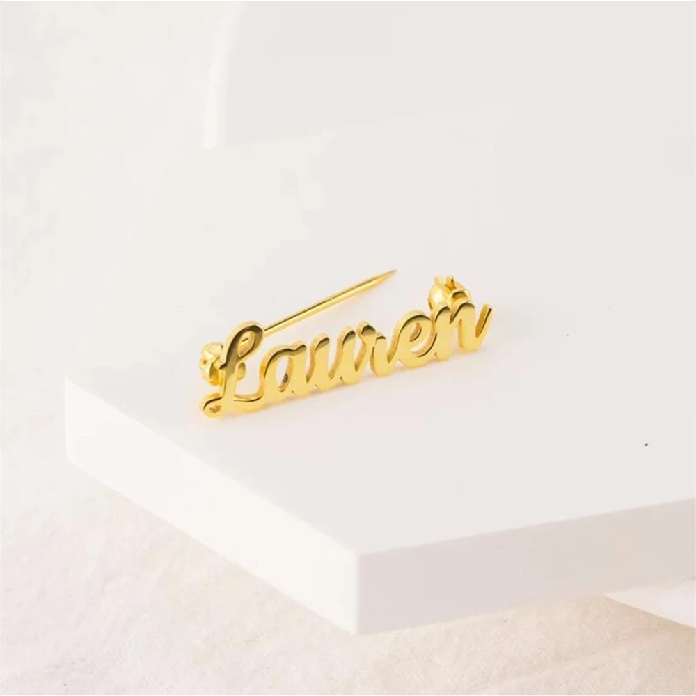 Name Pin Custom Brooches For Women Men Personalized Wedding Jewelry Stainless Steel Ladies Brooch Party Gift