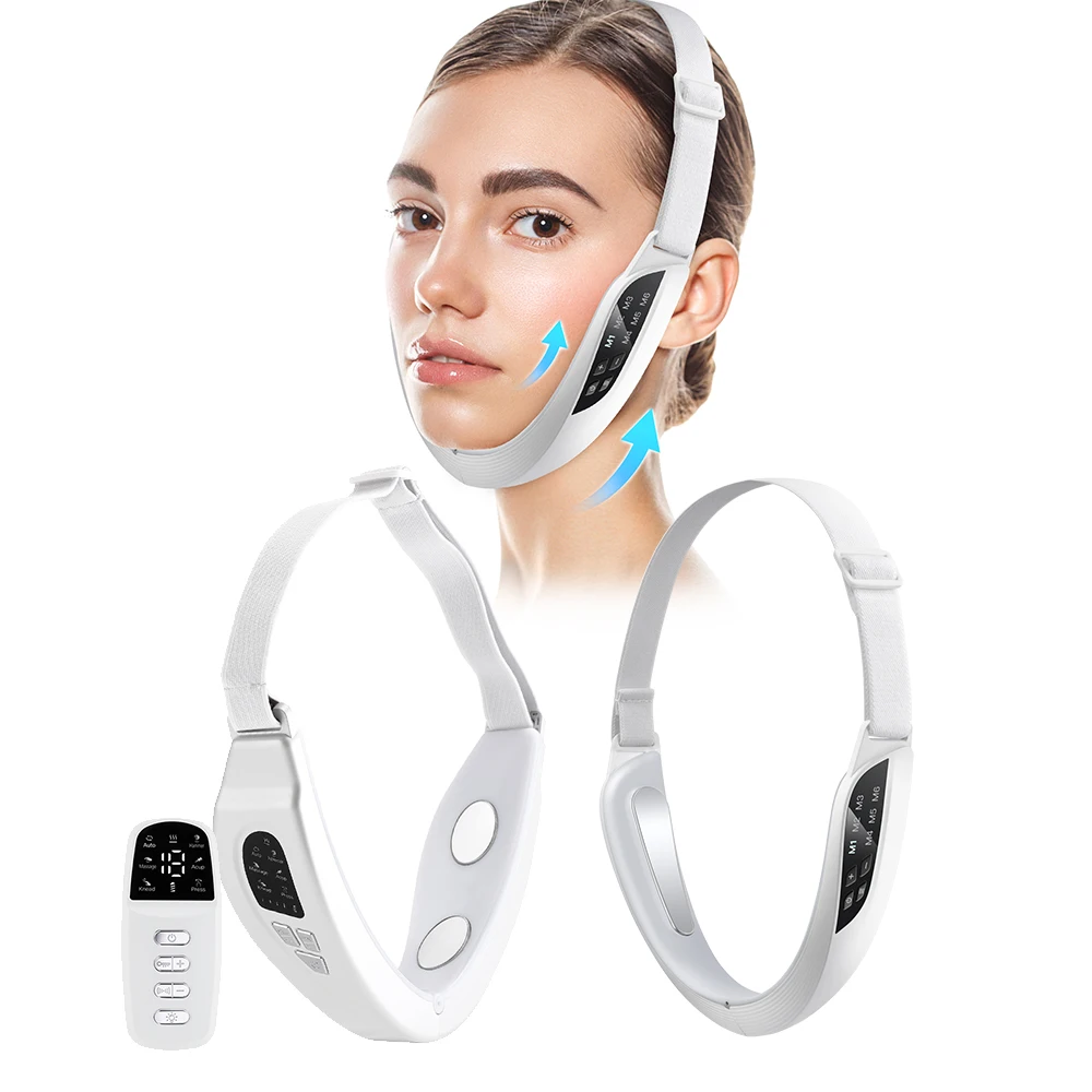マイクロカレントフェイスリフティングデバイス EMS マッサージベルト二重あご除去電気 V フェイス美容スキンケア温湿布アンチエイジング