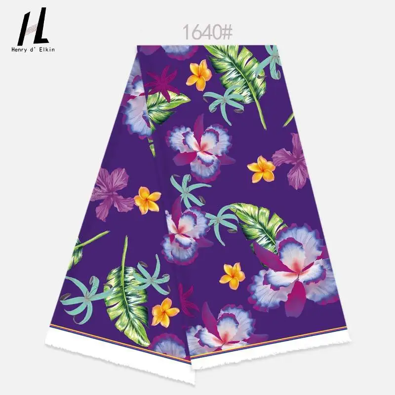 enry Textile Tropical Floral Leaf Print Twill Fabric 100 Percent Polyester Soft Fabric for Dress