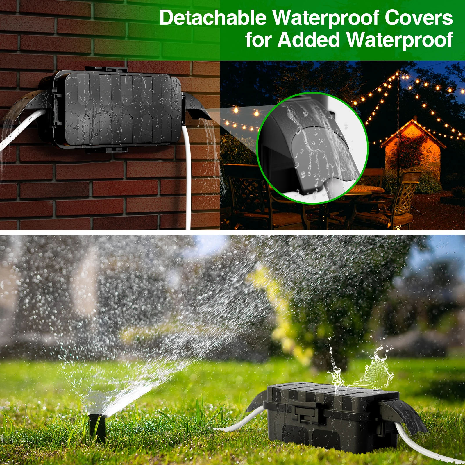 صندوق كهربائي صغير خارجي، أغطية درع قابلة للفصل، غطاء سلك تمديد للمكونات، المخرج، الهالوين، أضواء سلسلة عيد الميلاد