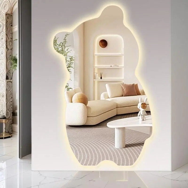Espejo de Estilo Coreano, Espejo de Cuerpo Entero Autoadhesivo, Espejo Asimétrico Irregular, Espejo Decorativo para el Hogar