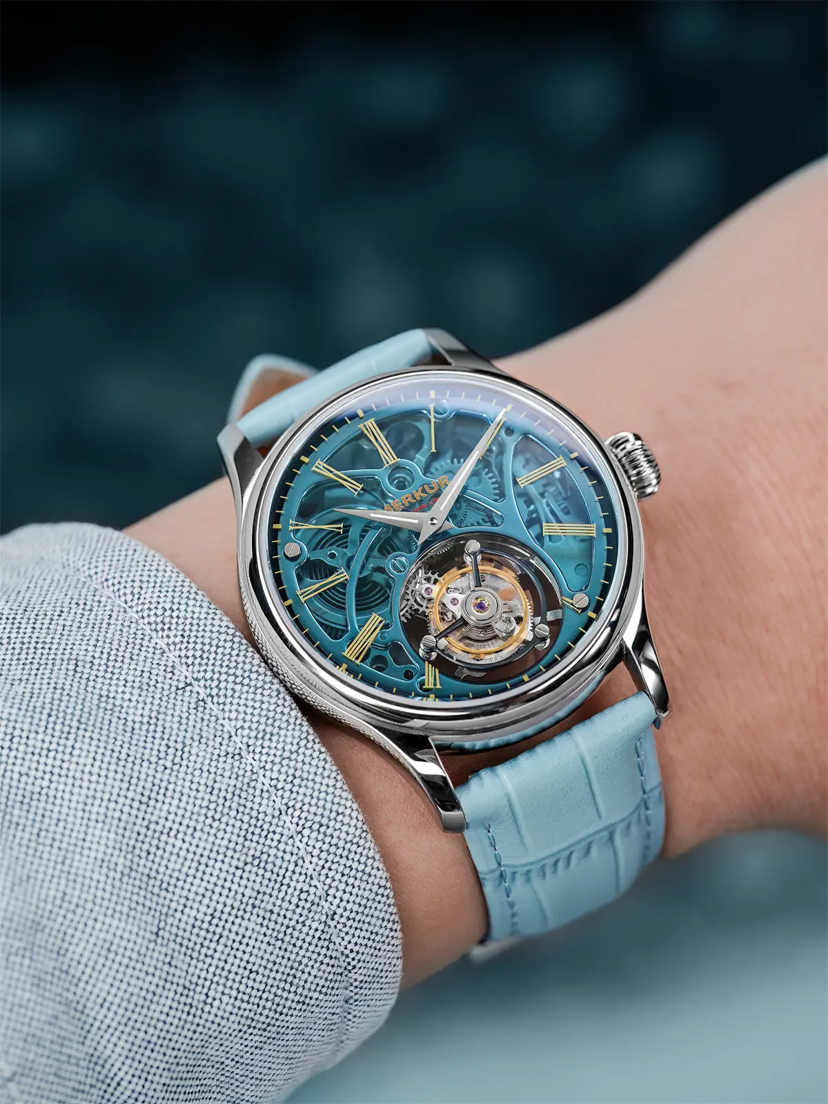 Magic City Watch Store Hollow 42mm Transparent Light Luxury Business Tourbillon Manual Mechanical Watch Men