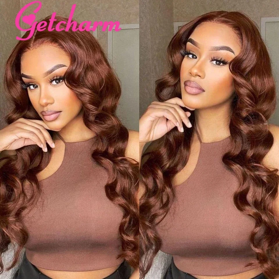 Lijmloze Body Wave Bruin 13X6 Hd Kant Voorkant Pruiken Menselijk Haar Chocoladebruin #4X4 13X4 360 Hd Full Lace Frontale Pruiken Menselijk Haar