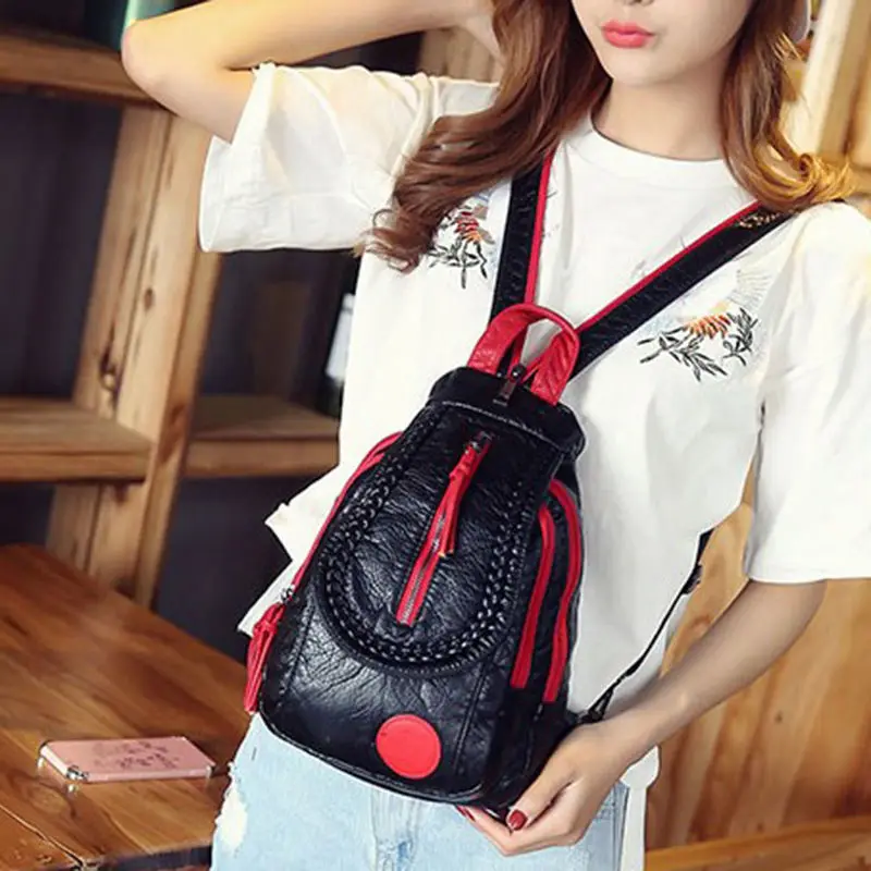 2024 new mini shoulder bag female bag Korean fashion wild embroidery soft leather small backpack